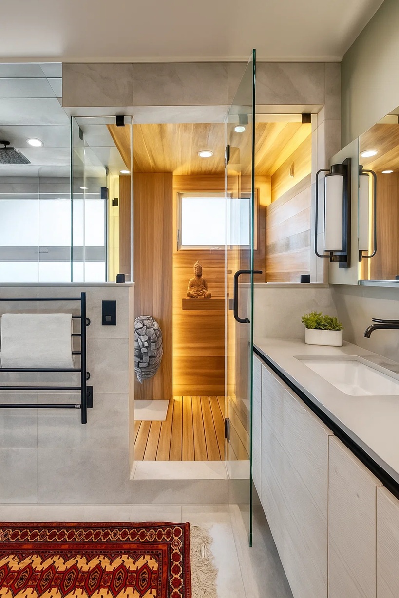 Luxury rainfall shower interior