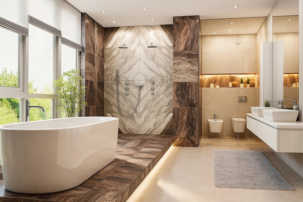 Marble bathroom design concept