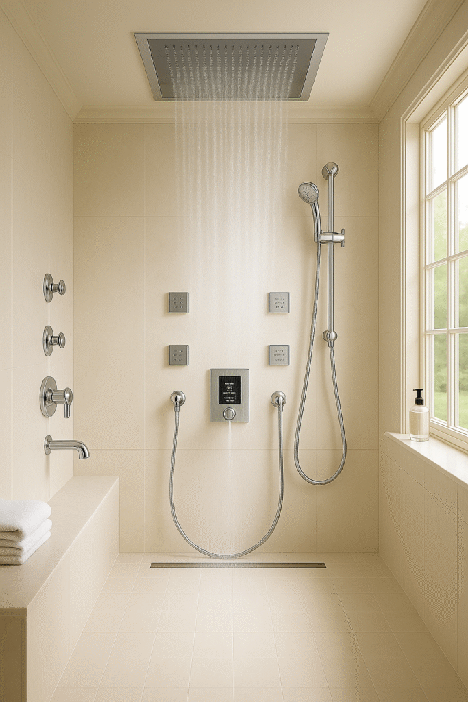 Spa smart shower illustration with multiple scene options