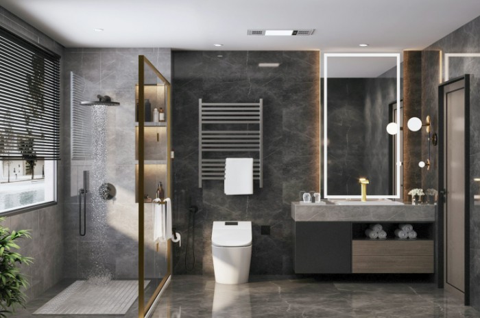 Abstract shower system model visual for coordination