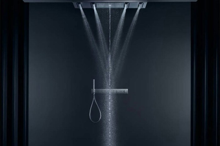 Shower system diagram style image showing components