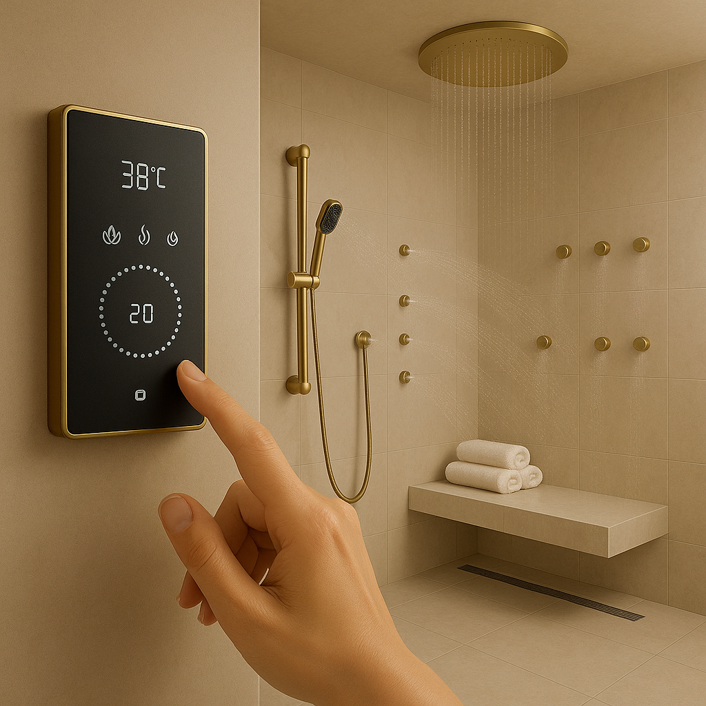 Overview graphic explaining what spa smart showers are