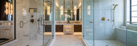 Modern Marble & Glass Shower