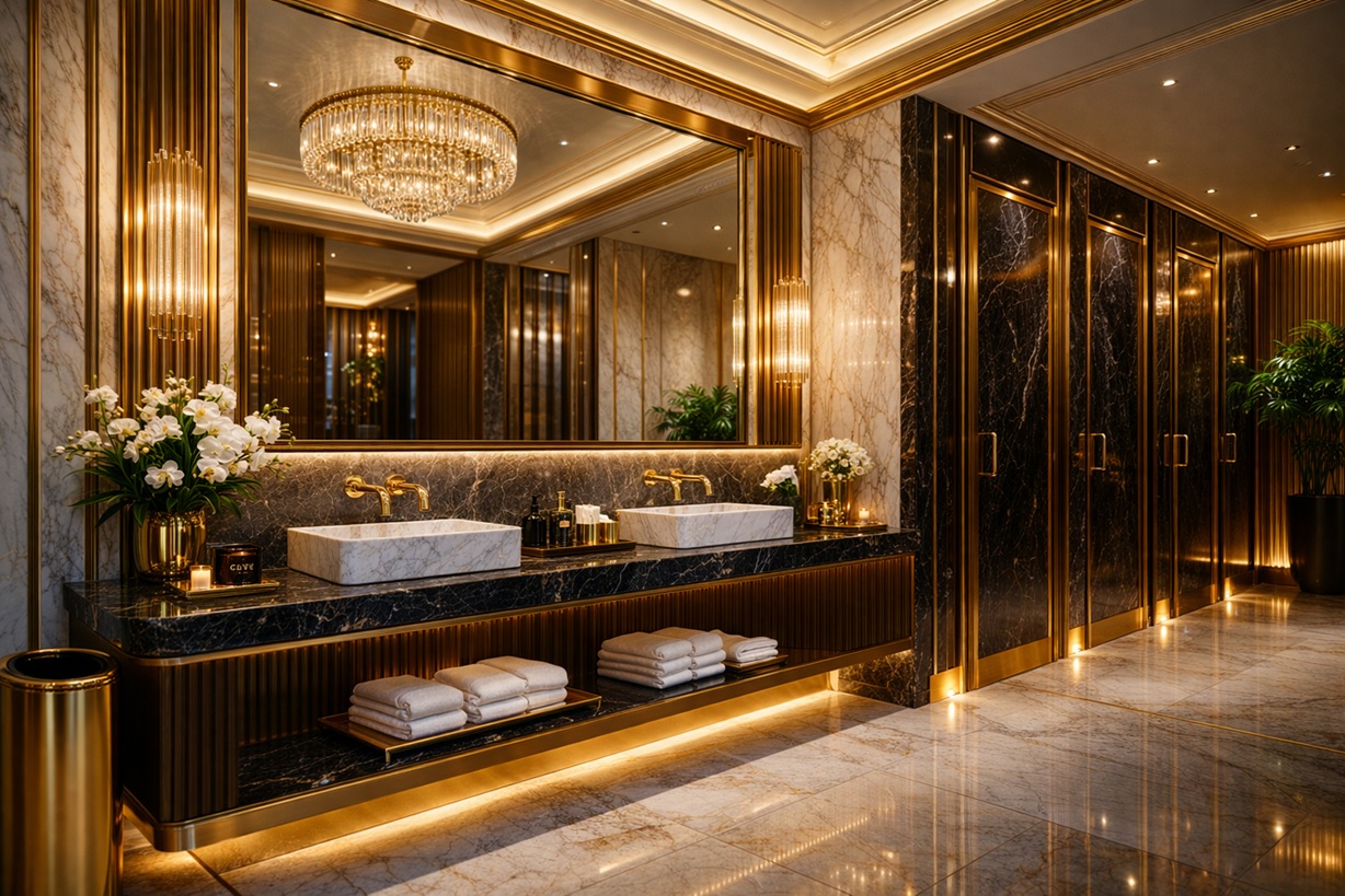 High-traffic restroom design reference (visual example)