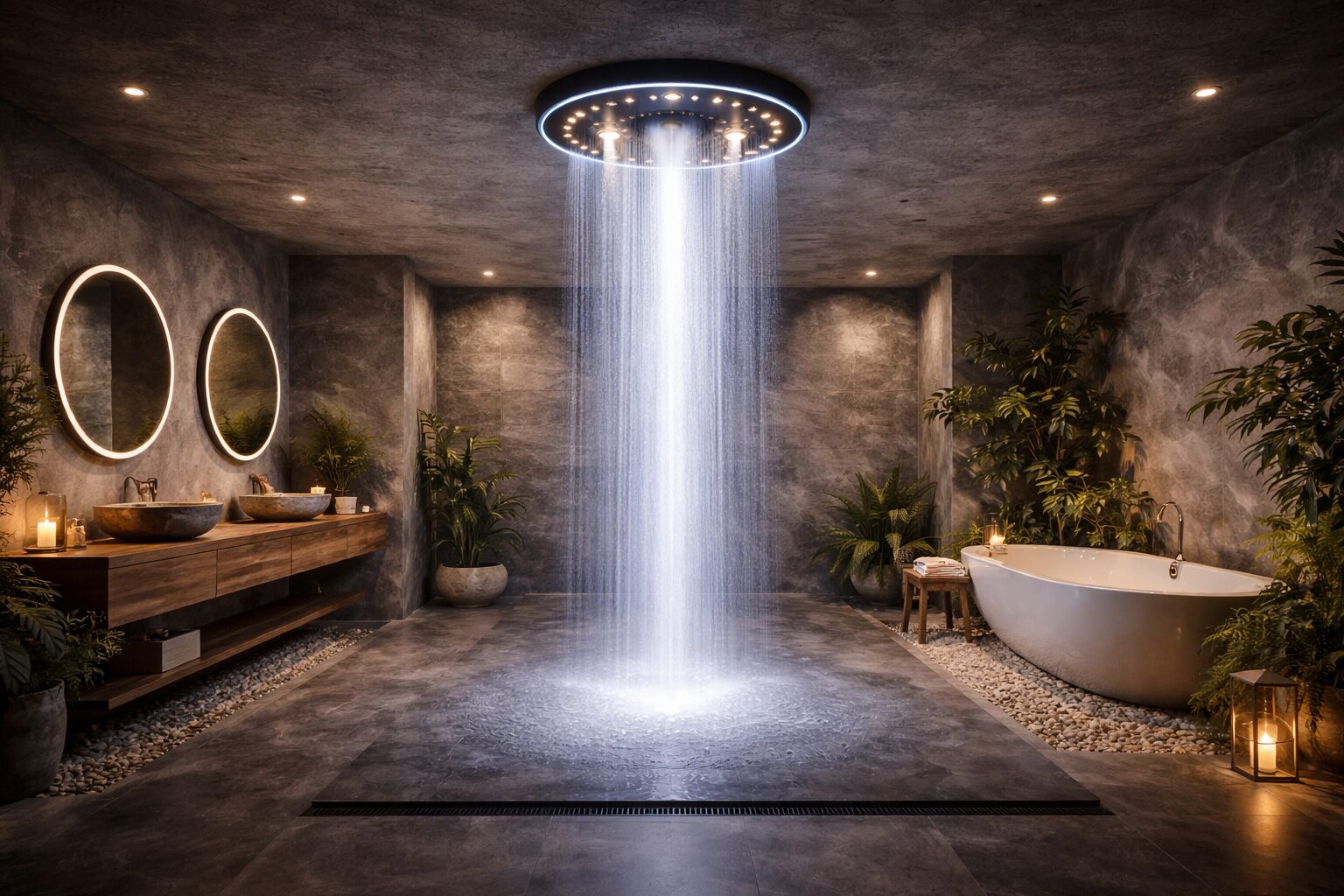 Hospitality shower design blog and news articles shown on a clean editorial website