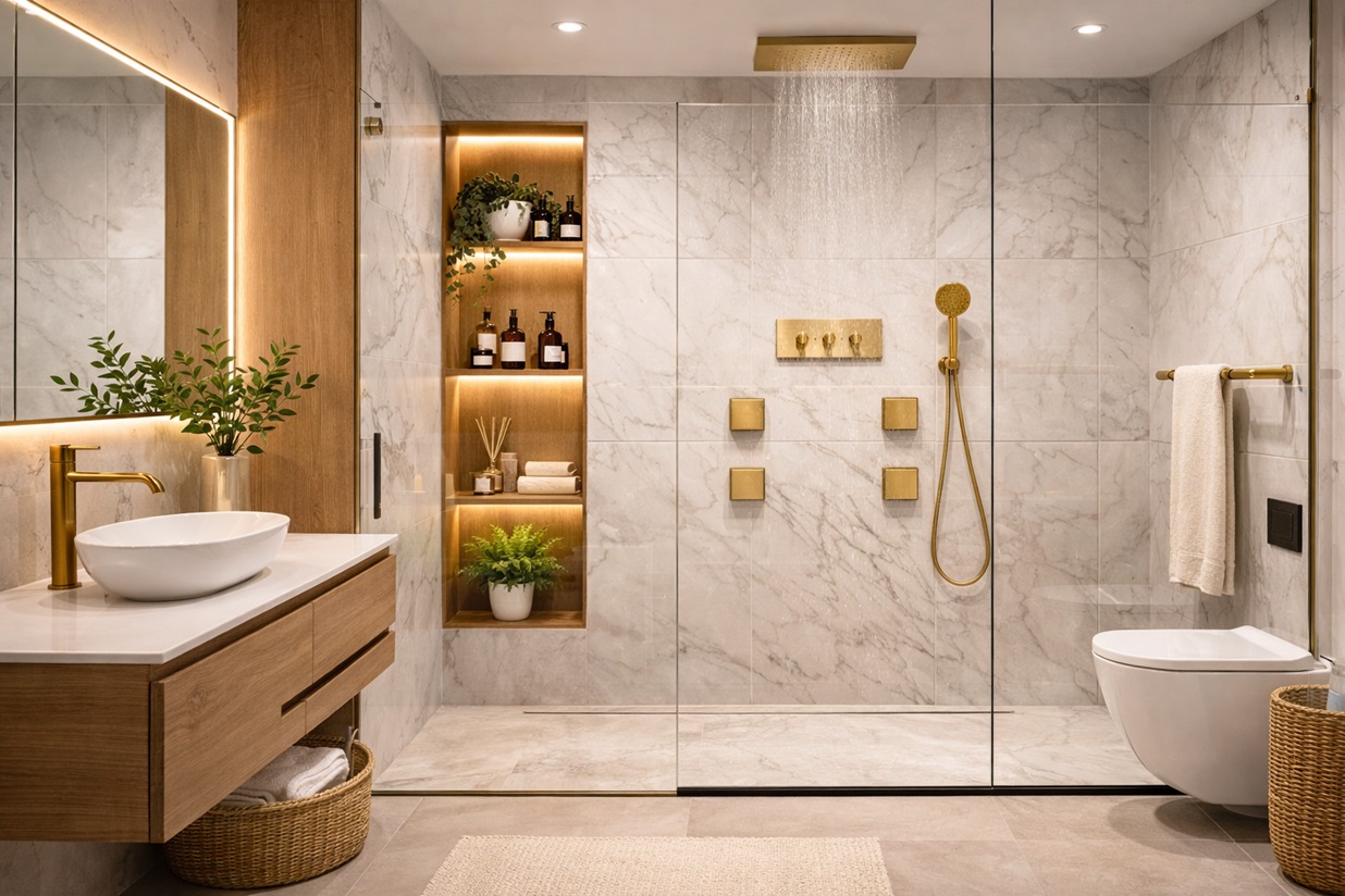 Before and after hotel bathroom shower renovation case study