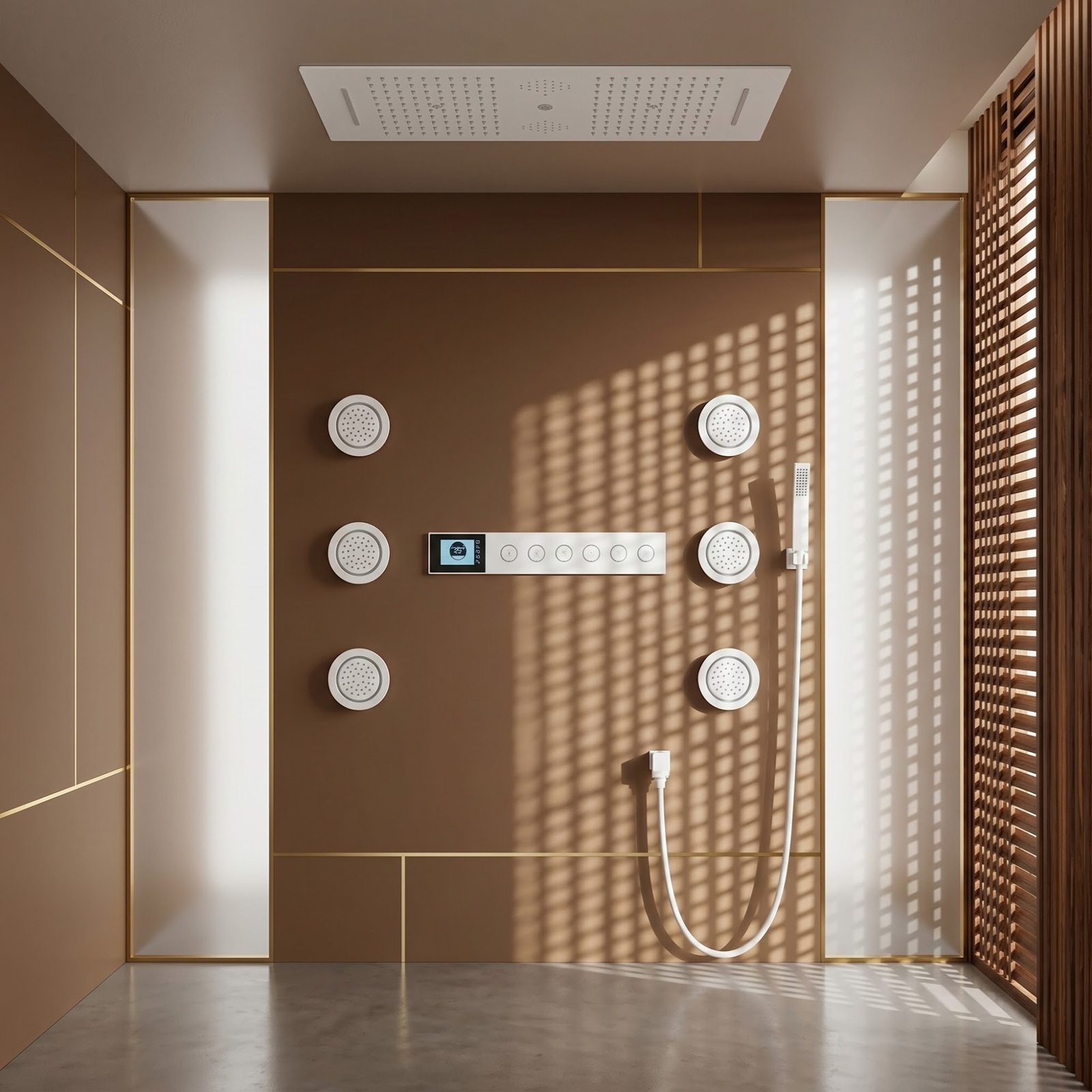Rainfall shower series for hospitality room standardization